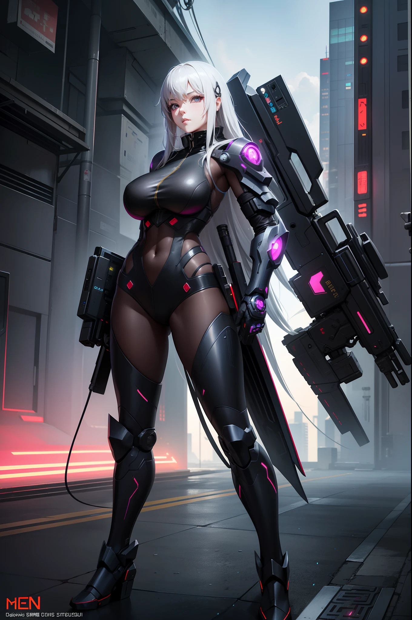 Epic scenes,Colorful colors,unreal-engine,8K resolution,tmasterpiece,Rainbow skins,Specular reflection,Ray tracing effect,blacksilk,Imperial Daughter,A MILF,tightsuit,huge tit,short  skirt,stocklings,Complicated details,fantasy concept art,White-gray hair,goth style，Cyberpunk mech，Trends on CGiStations，Guweiz，Russell Dongjun Lu，Digital cyberpunk anime art，ross tran 8 k，Guweiz on Artstation Pixiv ，Mecha network armor girl