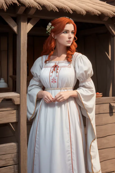 Masterpiece, 8K, wallpapers, (Detailed), ((full - body)), (20th century, 1940) Looks like Triss Merigold, Tall Woman, 28 years o...