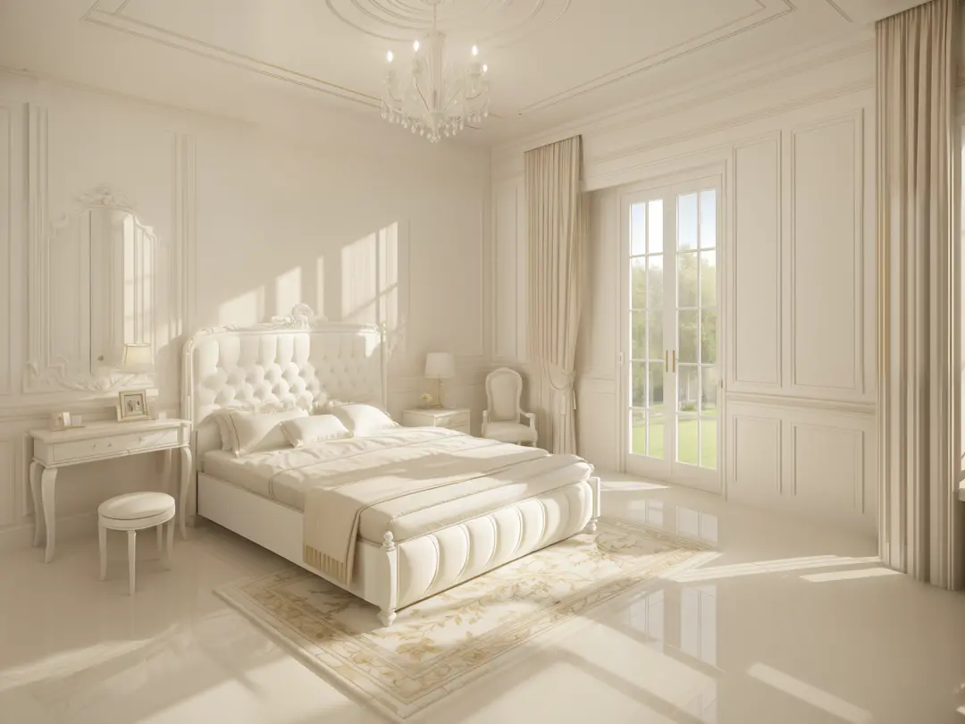 ((indoor neo classical bedroom scene)), morden bedroom (about bedroom:1.3), (realistic), (masterpiece), super detailed, ultra re...