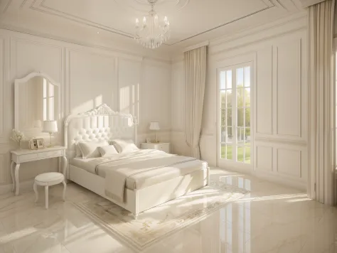 ((indoor neo classical bedroom scene)), morden bedroom (about bedroom:1.3), (realistic), (masterpiece), super detailed, ultra re...