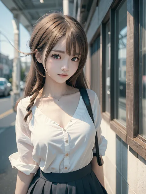 There is a girl wearing a white shirt to go to office, Kawaii realistic portrait,25 years old， Smooth anime CG art, portrait ani...