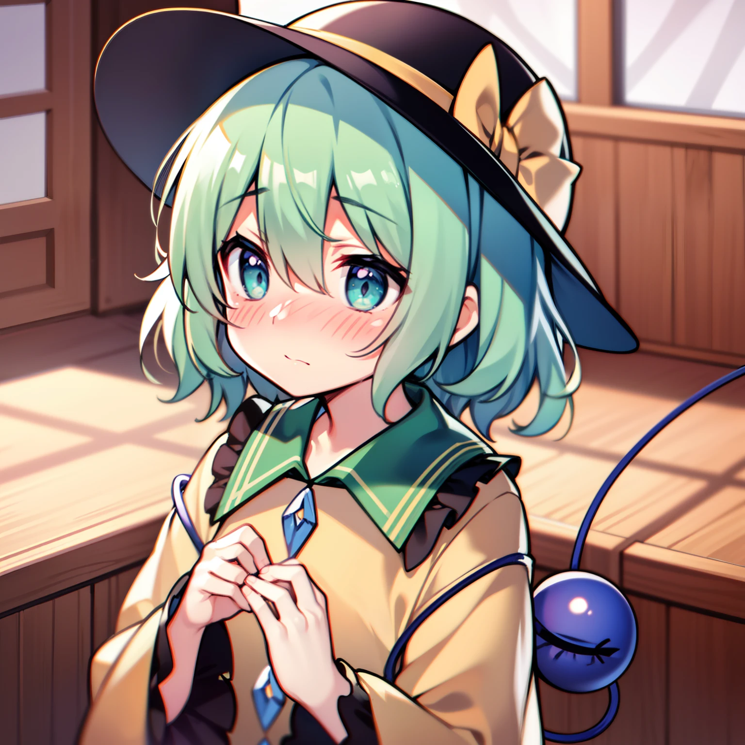 komeiji koishi,close range, Petite, embarrassed,Indoor