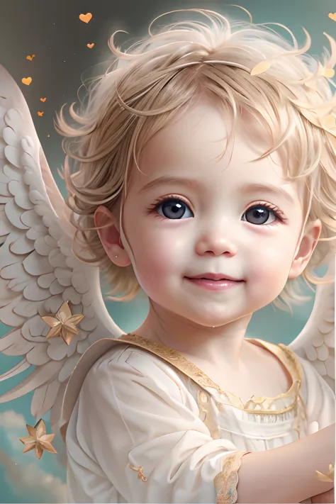 blessings of angels､bright background、heart mark、tenderness､a smile、gentle､baby angel、lassen