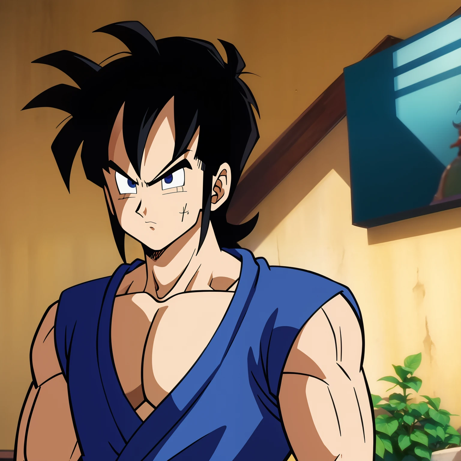 Yamcha vestindo um traje azul