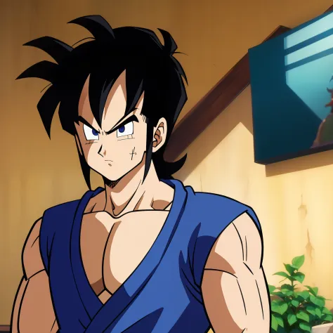 yamcha vestindo um traje azul