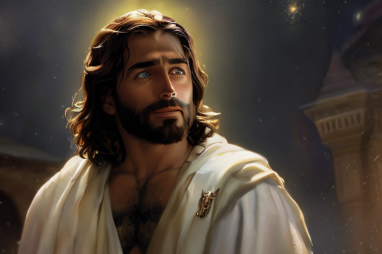 Imagem de พระเยซู com barba e manto branco, พระเยซู Cristo, Retrato de พระเยซู Cristo, rosto de พระเยซู, พระเยซูชาวนาซาเร็ธ, พระเยซู, Vestido como พระเยซู Cristo, พระเยซู Gigachad, ผลงานชิ้นเอกที่สวยงามมาก, ภาพที่สวยงามที่เคยสร้างมา, เกร็ก โอลเซ่น, พระเจ้าและพระผู้ช่วยให้รอด, พระเยซู Cristo em Mass Effect