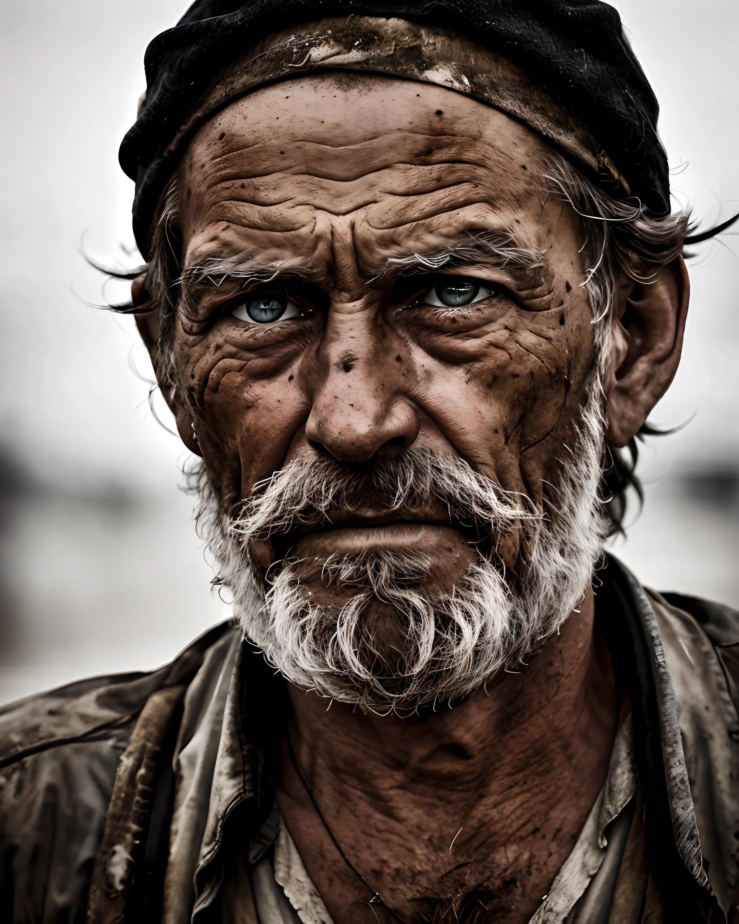 The Dirty Builder, Tired look,sad eyesDocumentary photography, Photojournalism, Essay, Pulitzer Prize winner, candid, (black and white:0.2),draganv2