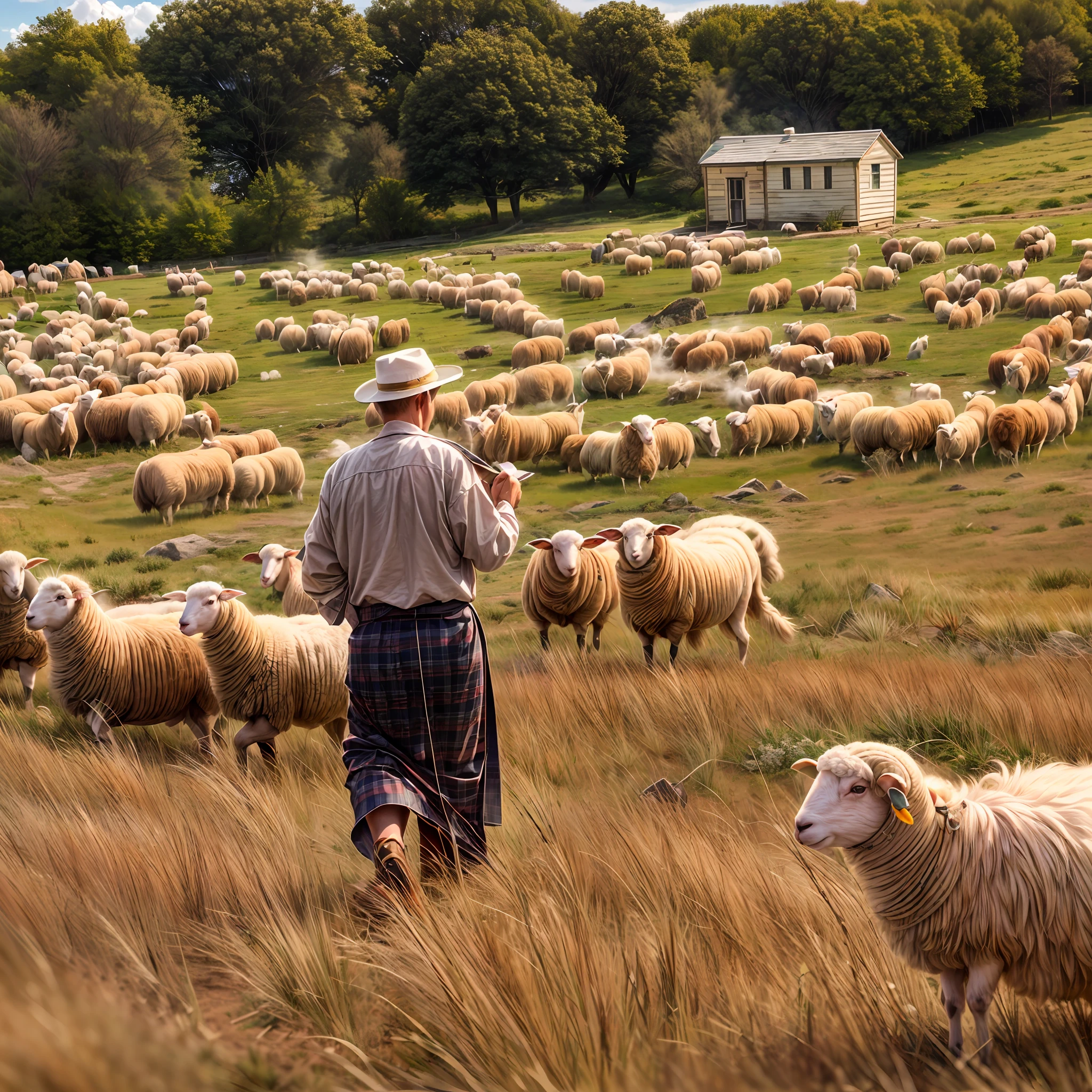 Hyperdetailed illustration, pastoral landscape, vivid imagery conveying ...