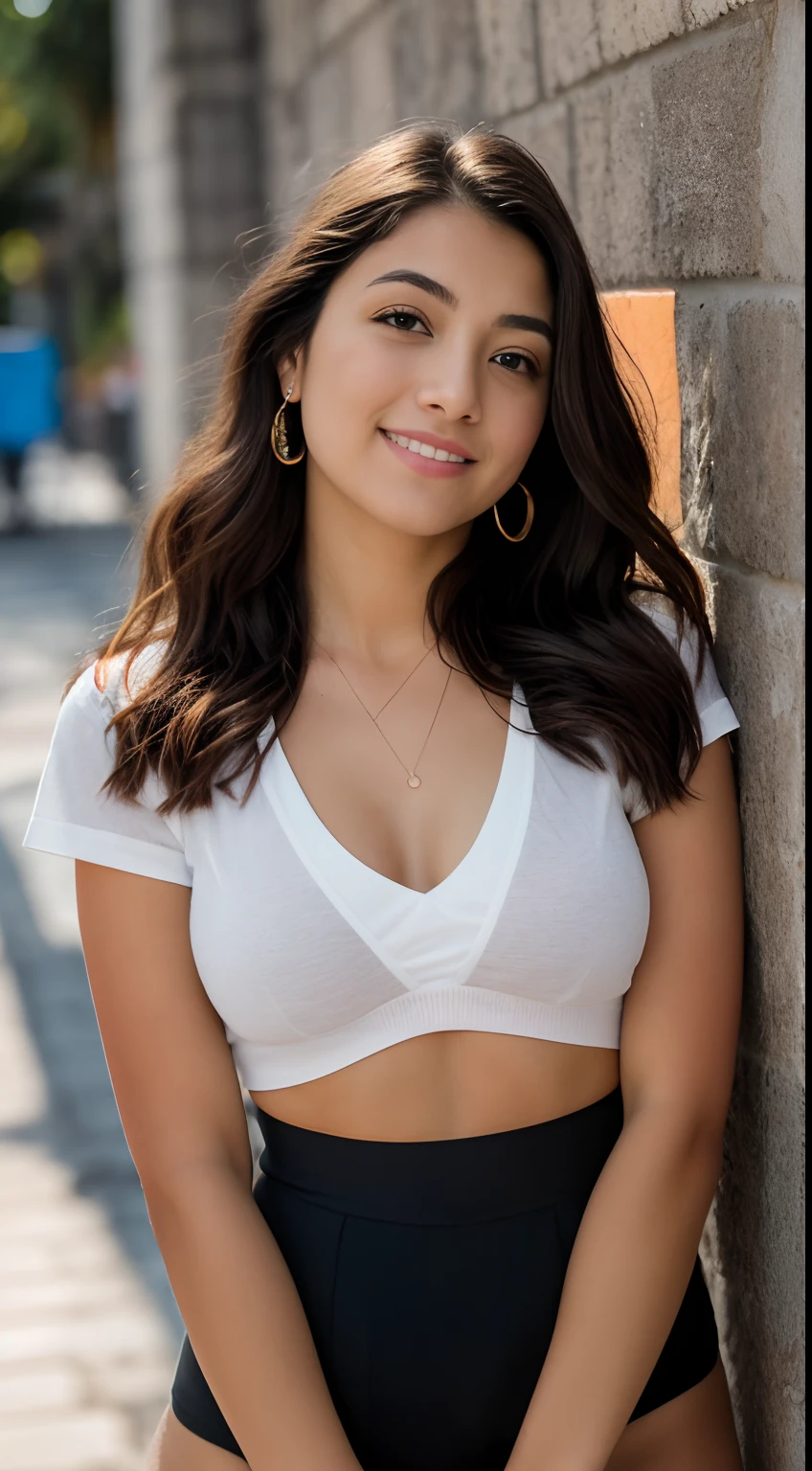 Photo RAW en séquence, une photo d&#39;un adolescent de 16 ans, heureux, tout le corps, à ciel ouvert, porter des vêtements froids, saltanfo, temps nuageux, visage détaillé, arrière-plans détaillés , lumières naturelles, HDR, Photo réaliste, photo professionnelle, flirter avec le spectateur, visuel sexy, photoréaliste, Linda, peau naturelle, 8k euh, haute qualité, grain filmique, Fujifilm XT3