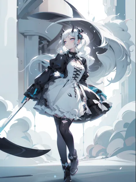 una mujer con un vestido negro sosteniendo una espada, con cuernos negros, with demonic horns, Anime Girl Cosplay, Black gothic ...