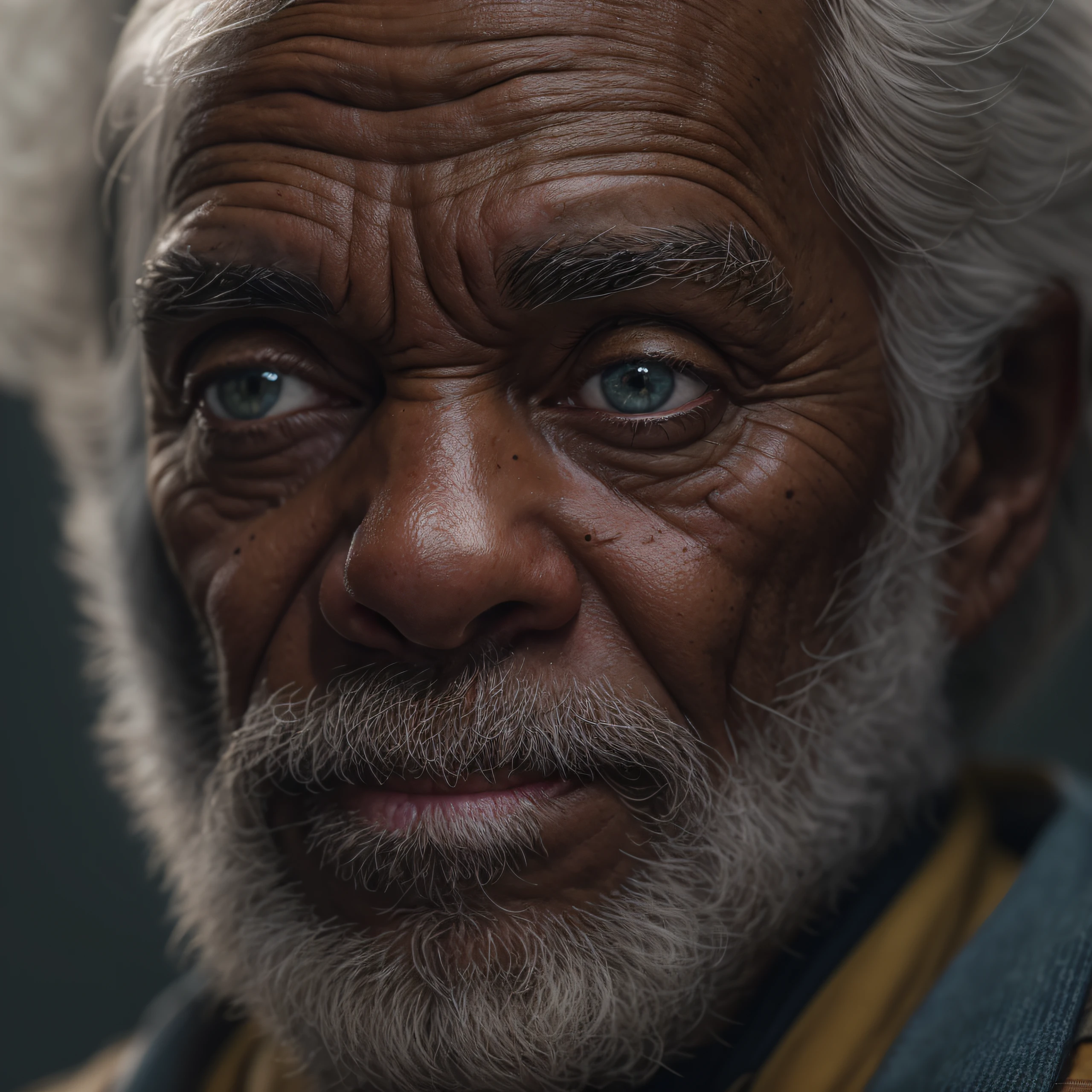 realistic style, masterpiece, best quality, 8k, artstation, sharp focus, ultrarealistic, high details, raw photo of 
blackskinned older man