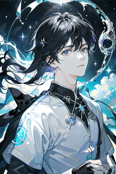tmasterpiece、Need、1male people、Black hair and black eyes、Investigator、AS-Adult、dark themes、Magic Array、Buble、rainbow Sunlight、under the water、Reflected mirror、floating piece of Glass、Rainbow light、Bubble Swirling、Wind swirl、extreme light、Fantastic landscap...
