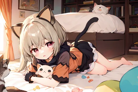 best quality,(kawaii:1.1),(cute),(high resolution:1.2),incredibly absurdres:1.3,incredibly fine illustration,cute girl,cat