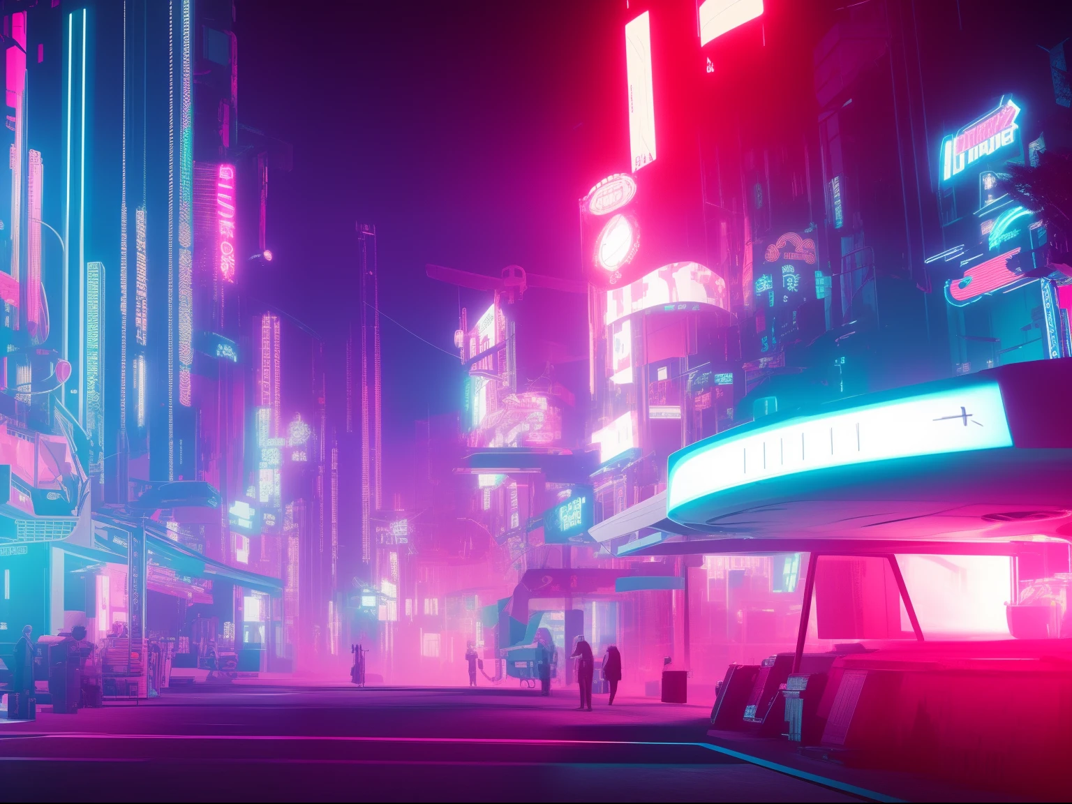 Create a cover for an electronic music album with the art in the neon cyberpunk model