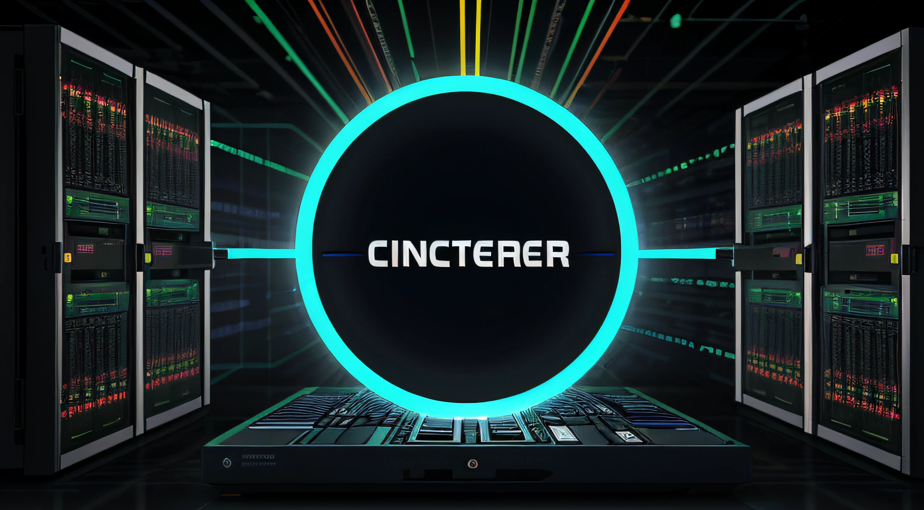 A close up of a laptop computer with a circle on top SeaArt AI