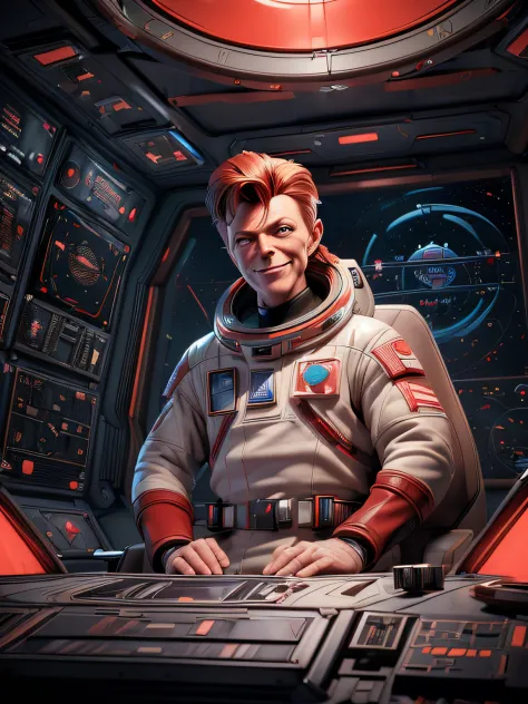 (masterpiece, best quality, illustration, unreal engine 5, official art:1.3), Rich Red color scheme, A picture of (David Bowie) ...