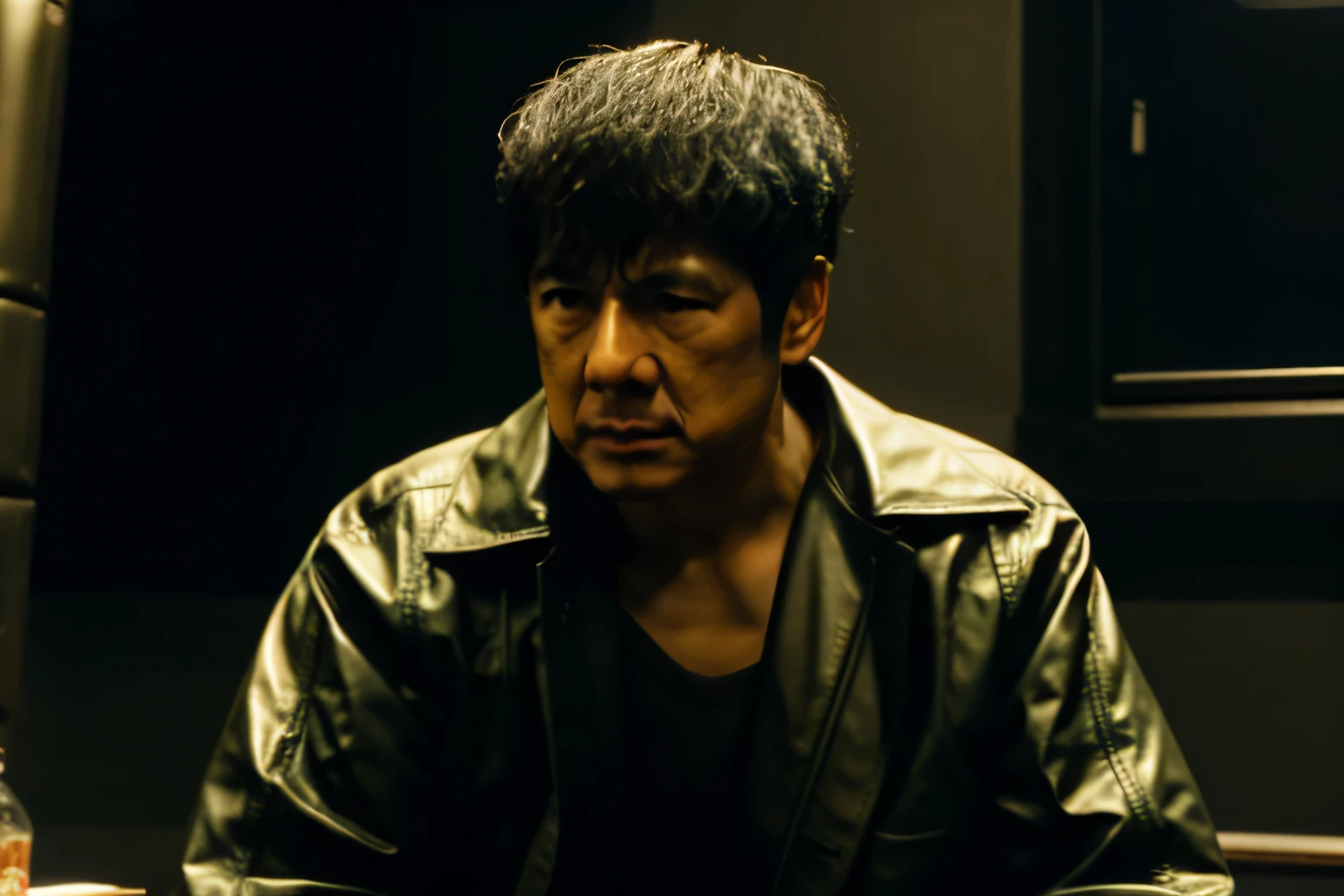 Image of Alavid sitting with a man in military uniform, live-action movie scenes, still from live action movie, screenshots from movies, movie screencap, an angry muscular army general, highlight scene of the movie, movie screen shot, japan soldier in world war 2, redline anime movie style, Scene from Movie, k hd，sci-fy，Near future phoenix