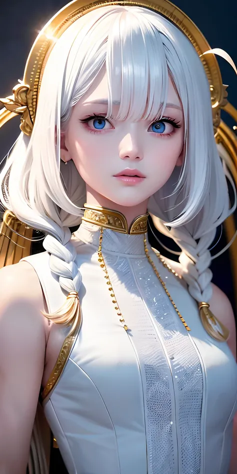 best quality, masterpiece,white hair, gold eyes,white clothes - SeaArt AI