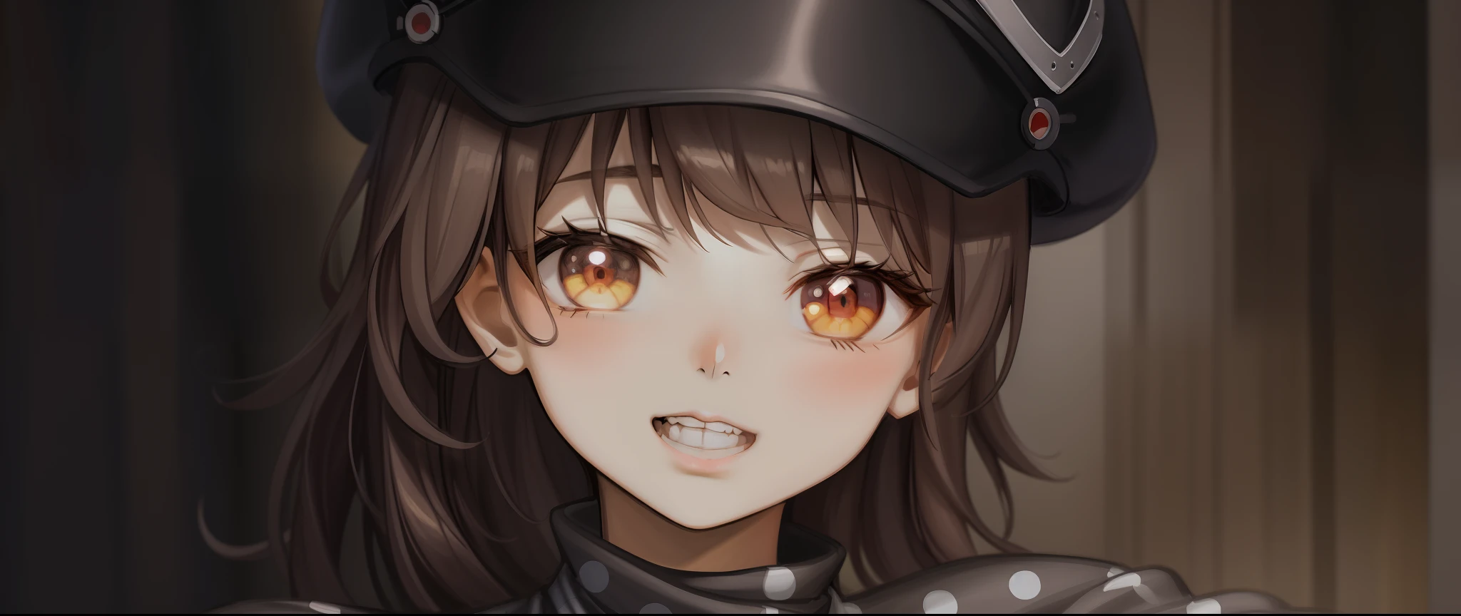 Anime girl with hat and polka dot shirt and jacket, Female protagonist, crisp clear rpg portrait, detailed portrait of an anime girl, Female protagonist 👀 :8, portrait anime space cadet girl, Fine details. Girl Front, last exile, character portrait closeup, Detailed digital anime art, close up of a young anime girl, closeup character portrait, Kantai collection style