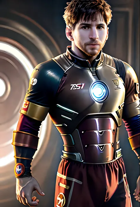 (Messi wearing Ironman costume)