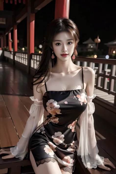 Works by Wang Zhanpeng，Girls around 20 years old，Extremely beautiful and delicate，brown  hair，A sweet smile，Delicate and beautif...