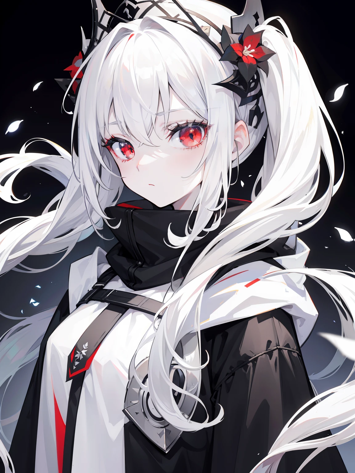 Anime girl with long white hair and red eyes - SeaArt AI