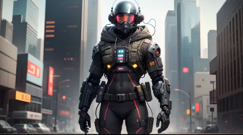 create a character, cyberpunk sniiper, man, standing, white background, cybernetic modifications, master, stealth, ,neural implant, sniper rifle, technological, optical camouflage suit, deftpunk helmet, full body --auto --s2