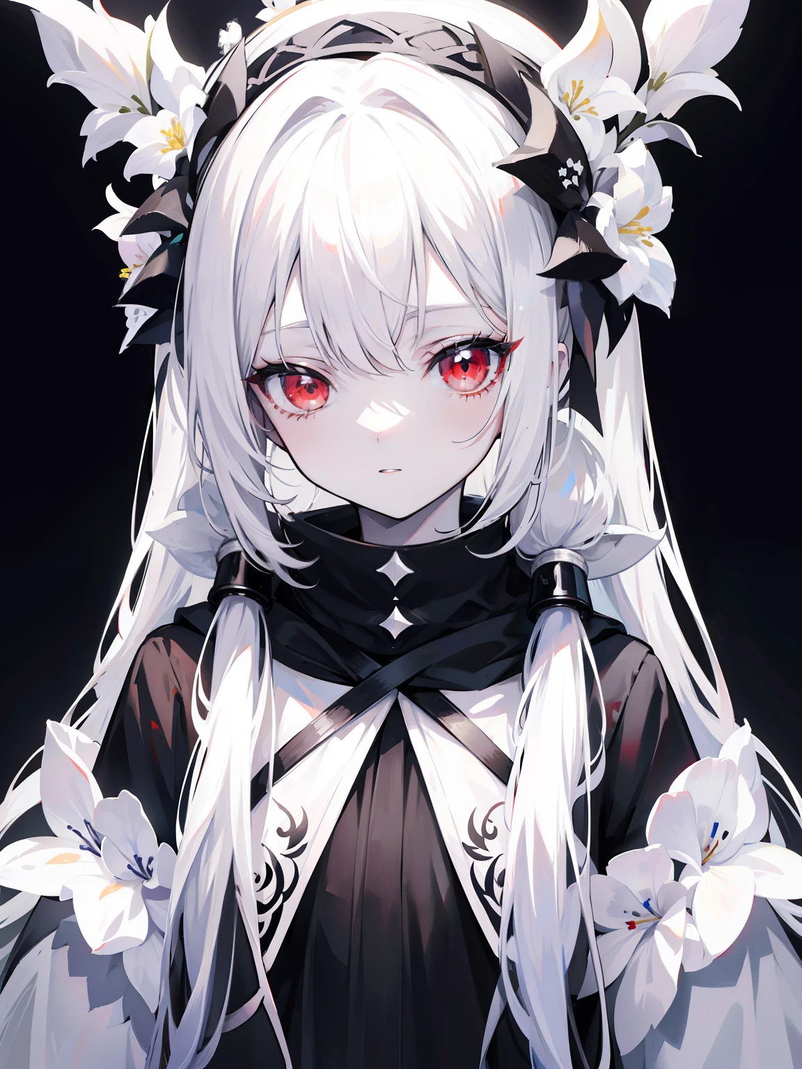 Pale skin, white hair, black h - SeaArt AI