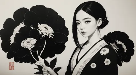 shukezouma, shuimobysim, chrysanthemums, (Masterpiece, Best quality:1.2), Traditional Chinese Ink Painting, ModelShoot style, wu...