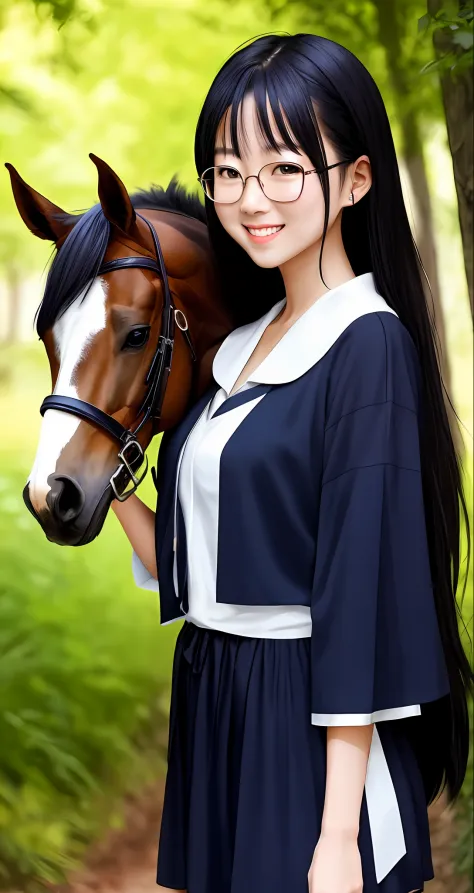 a beauty girl，nerdy，dual horsetail，ssmile，4k高清