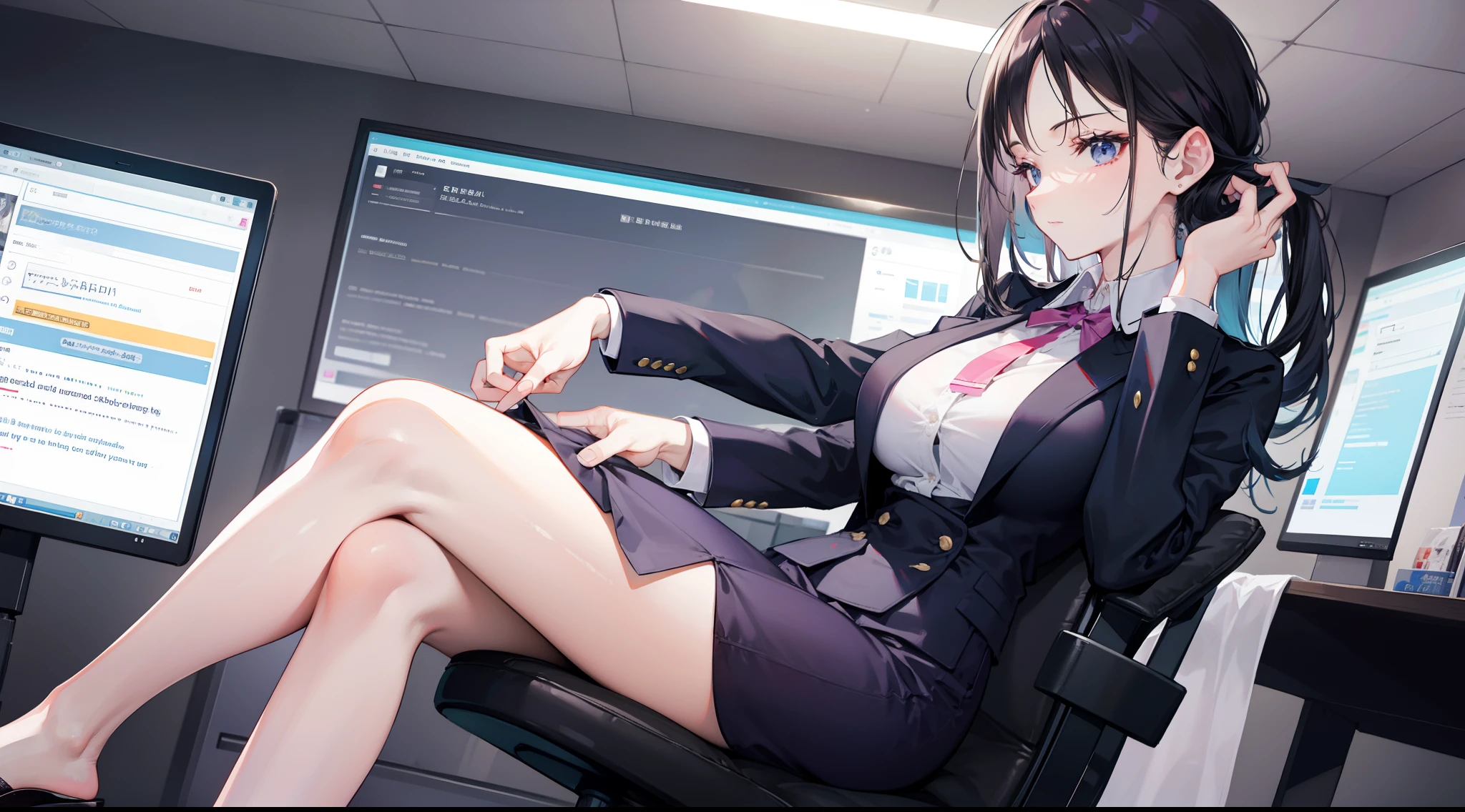 Pretty tall beauty，Massage parlor，office lady uniform