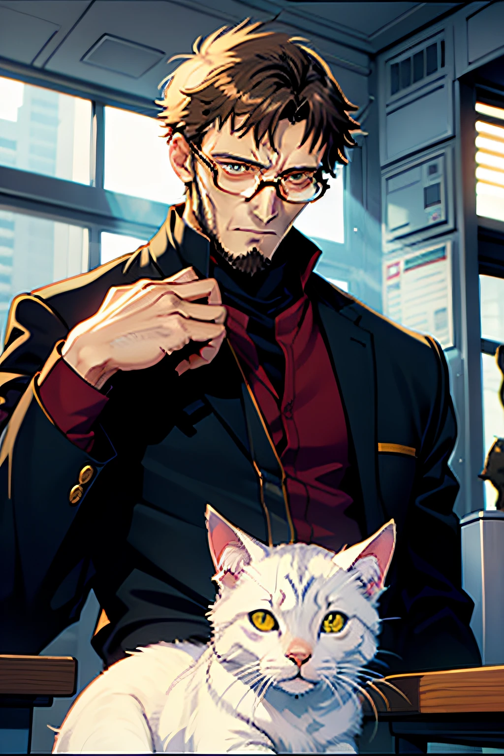 Gendo Ikari is teasing the cat