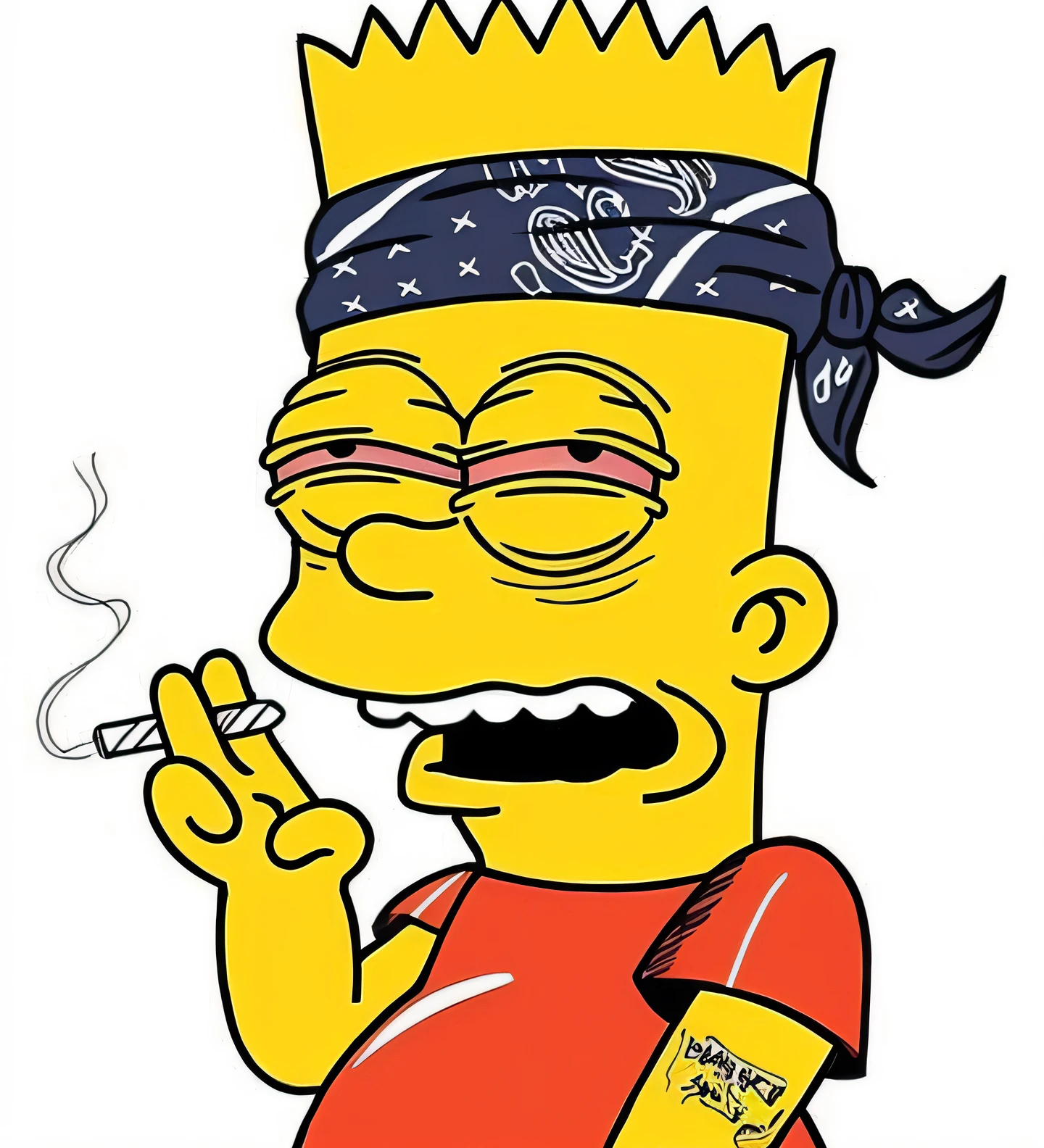 A cartoon of a man smoking a cigarette with a bandana on his head - SeaArt  AI