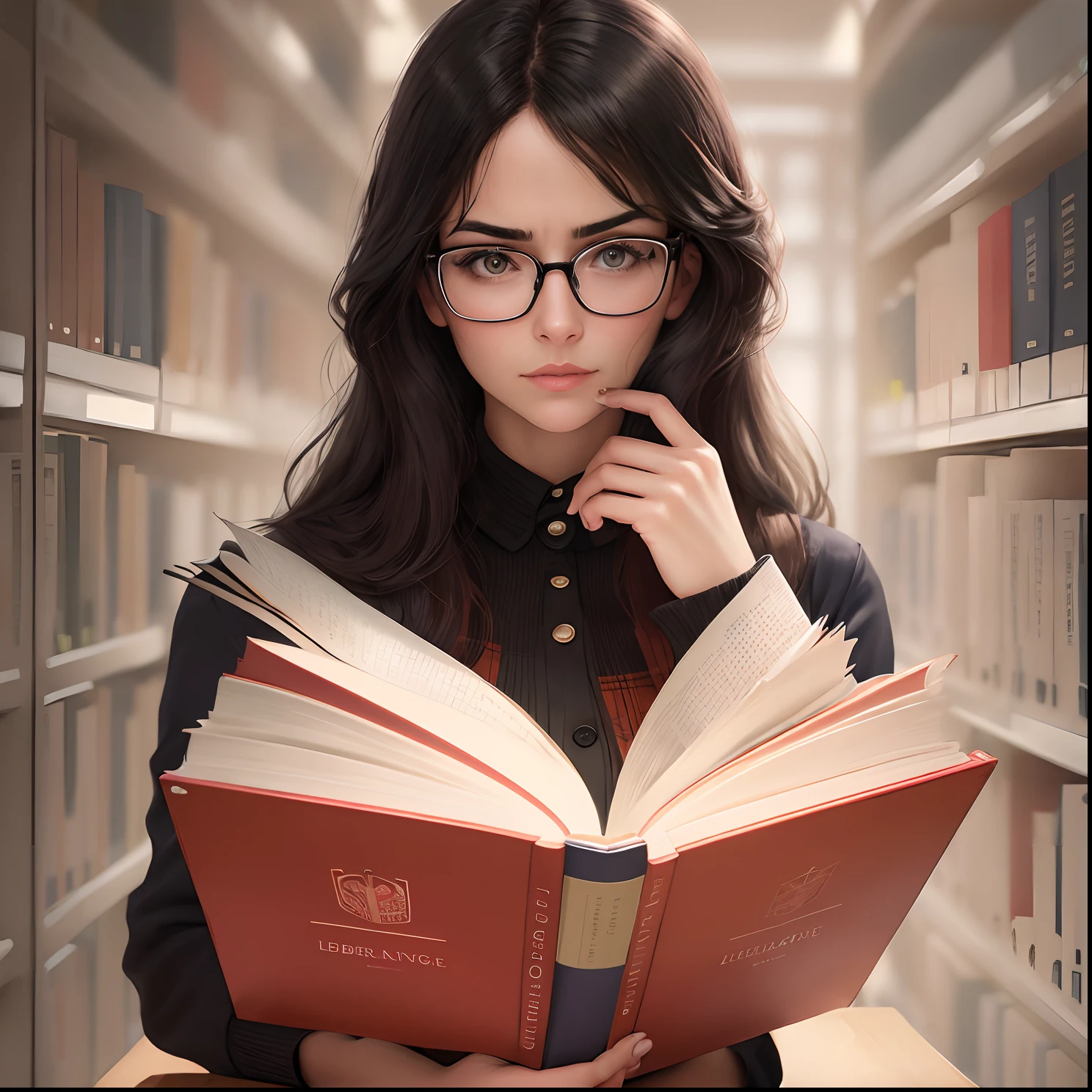 woman wearing glasses lire un livre dans une bibliothèque, lire un livre, lire un nouveau livre, portrait de livre, tenant un livre, pose de livre de lecture dramatique, pose de livre de sorts de lecture dramatique, lire à la bibliothèque, bibliothécaire, lire le livre sur l&#39;amour, fille à lunettes, connaissance intense, portrait, dans une bibliothèque, the bibliothécaire, tenant un livre géant, tenir des livres, studieux