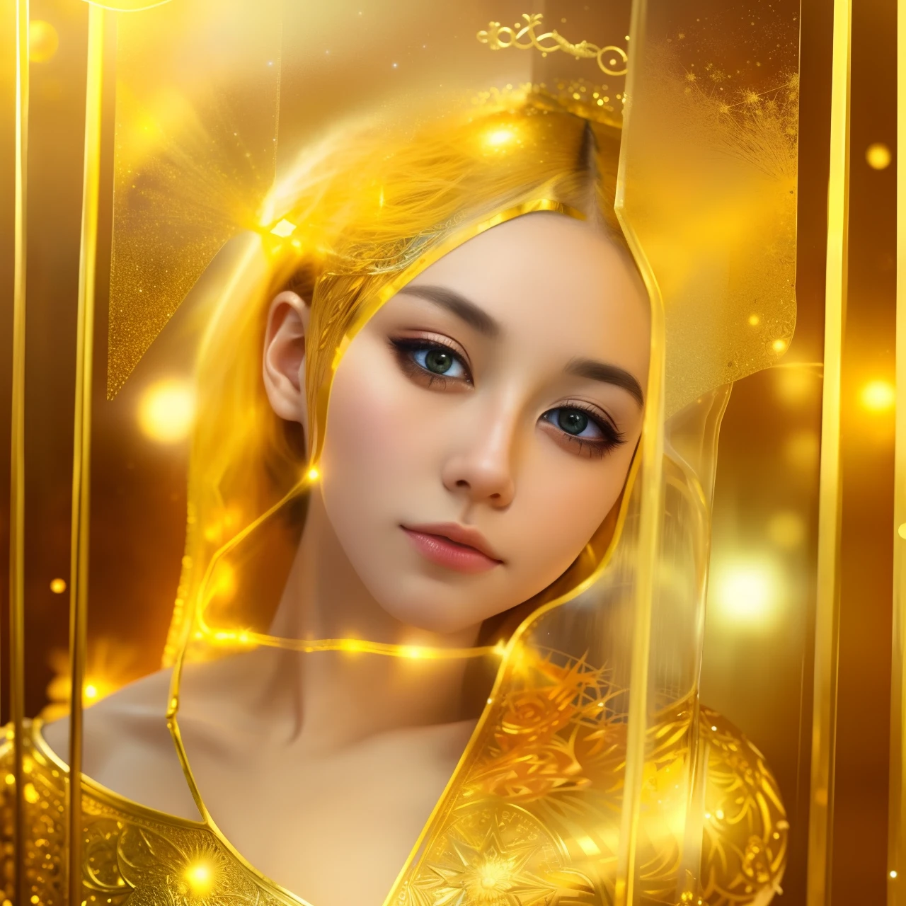 Realistic, (Masterpiece, Top Quality, Best Quality, Official Art, Beautiful and Aesthetic: 1.2), Very Detailed, Fractal Art, Colorful, Most Detailed, Leo, (Abstract Background: 1.5) (1girl: 1.3), (Cat class), yellow hair, bright eyes, earnest, combed back, short hair, , milky way, huge magical gold Leo astrolabe,dream,fantasy, gold trim,beautiful detailed sky,Style and Decoration for Leo, leo goddess,(nsfw:0.8)
delicate refective and high glass guardrail board