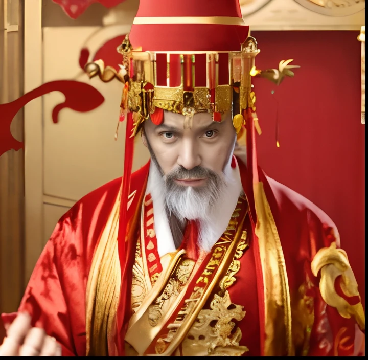 Mann im rot-goldenen Kostüm、palastartiger Palast