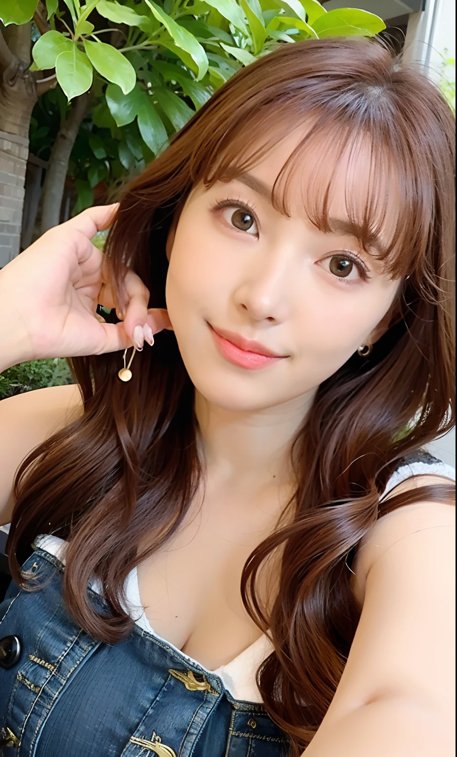 Best quality, long hair bangs curly two side braids loose towards the front, (Brown hair color), 超高分辨率, (Photorealistic:1.4), 1lovelygirl, bit girl, (Young), pink puffy , NSFW, ,(Kpop idol), (aegyo sal:1),  Smiling, Cute, full bodyesbian, hands together in front, Background street, Nature, peaceful neighborhood, Sunlight,Lolita prostitute