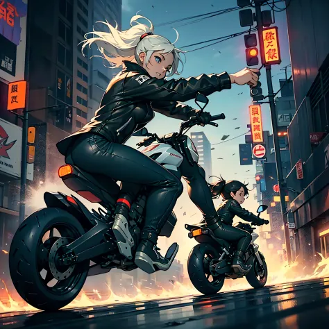 deep in the night、Little girl wheelie riding motorcycle、Float the front wheel of the motorcycle、Running around the city、Alone、Jump Bike Girl、Jumping on a motorcycle、Willy Driving、Jack-knife、train、Wheels are engulfed in flames、
