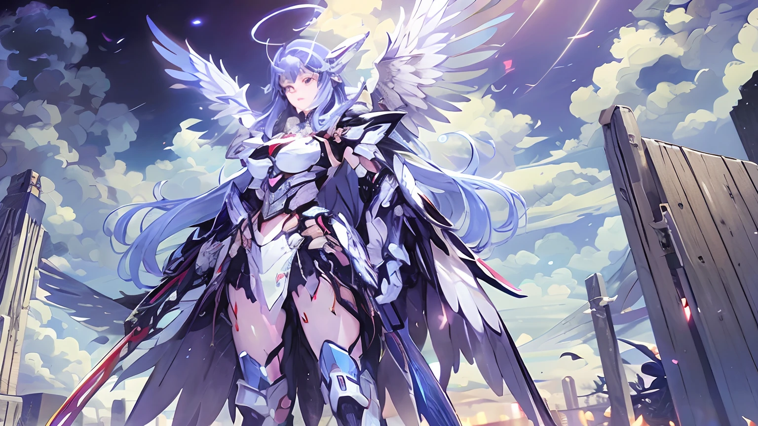 anime - style image of a woman with wings and a sword, angel knight girl, Mechanized Valkyrie girl, beautiful cyborg angel girl, Best anime 4k konachan wallpaper, Anime art wallpaper 4k, Anime art wallpaper 4 K, Anime fantasy artwork, Anime art wallpaper 8 K, as a mystical valkyrie, 2. 5 D CGI anime fantasy artwork, Anime goddess