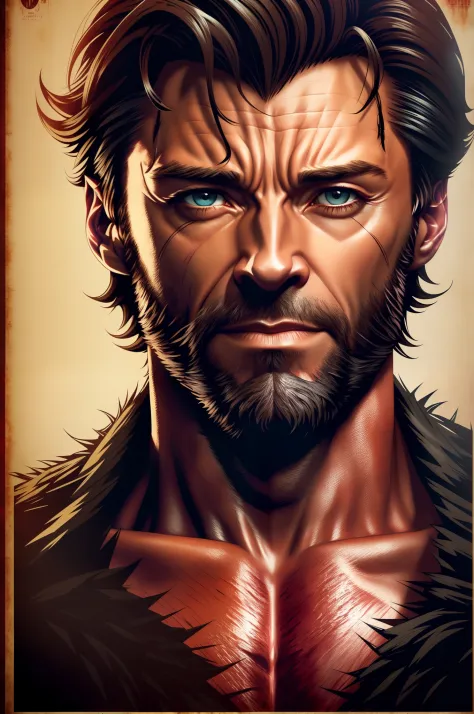 Hugh Jackman as werewolf, vhs effects, (poster:1.6), nostalgia, portrait, close-up (skin texture), intricate detail, fine detail, super detail, ray tracing, scatter subsurface, diffuse soft light, shallow depth of field, by (Oliver Wetter)