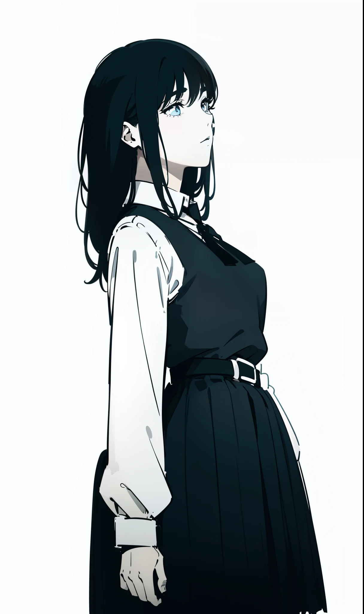 Anime girl in black and white dress with long hair - SeaArt AI