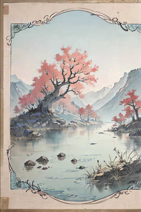 （tmasterpiece，best qualtiy：1.2），Tradition Chinese Ink Painting，mont，near a river，