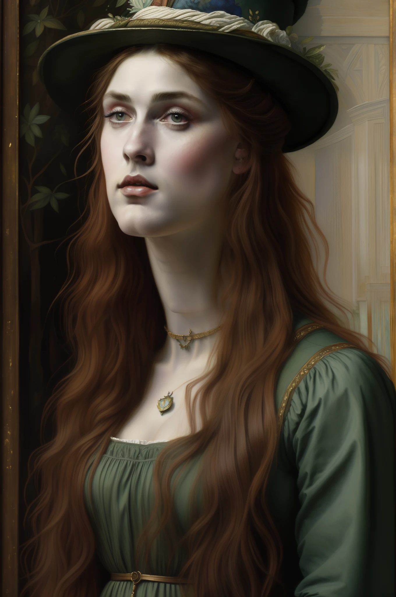 (((Pre-Raphaelite painting))), hatter of the tale Alice in Wonderland (rosto renascentista)