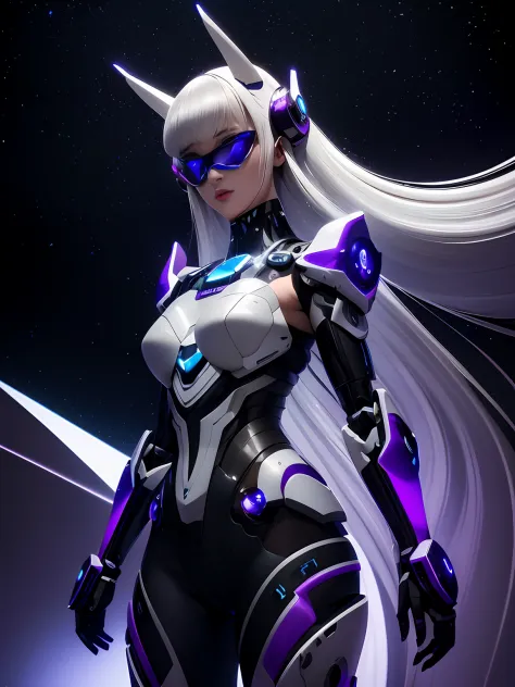 araffe woman in futuristic suit with futuristic hair and futuristic glasses, girl in mecha cyber armor, 3 d render character art...