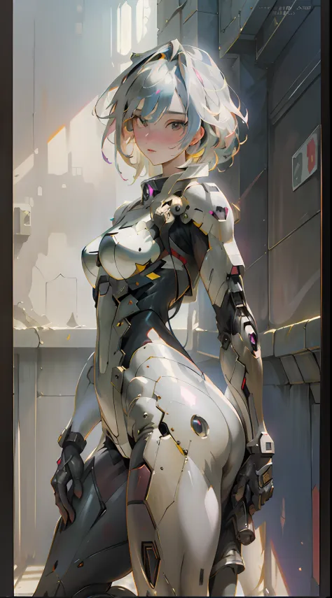 ((best quality)), (masterpiece)), (details:1.4), 3d, beautiful cyberpunk woman image,iron man, shiny metal suit,hdr,high dynamic...