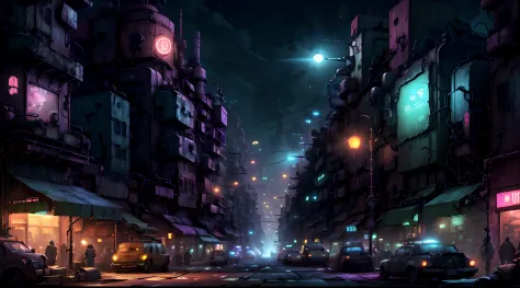 DieselPunkAI street of a city ciberpunk at night with neon lights