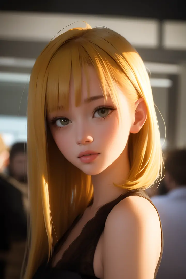Yellow-haired bangs girl real person
