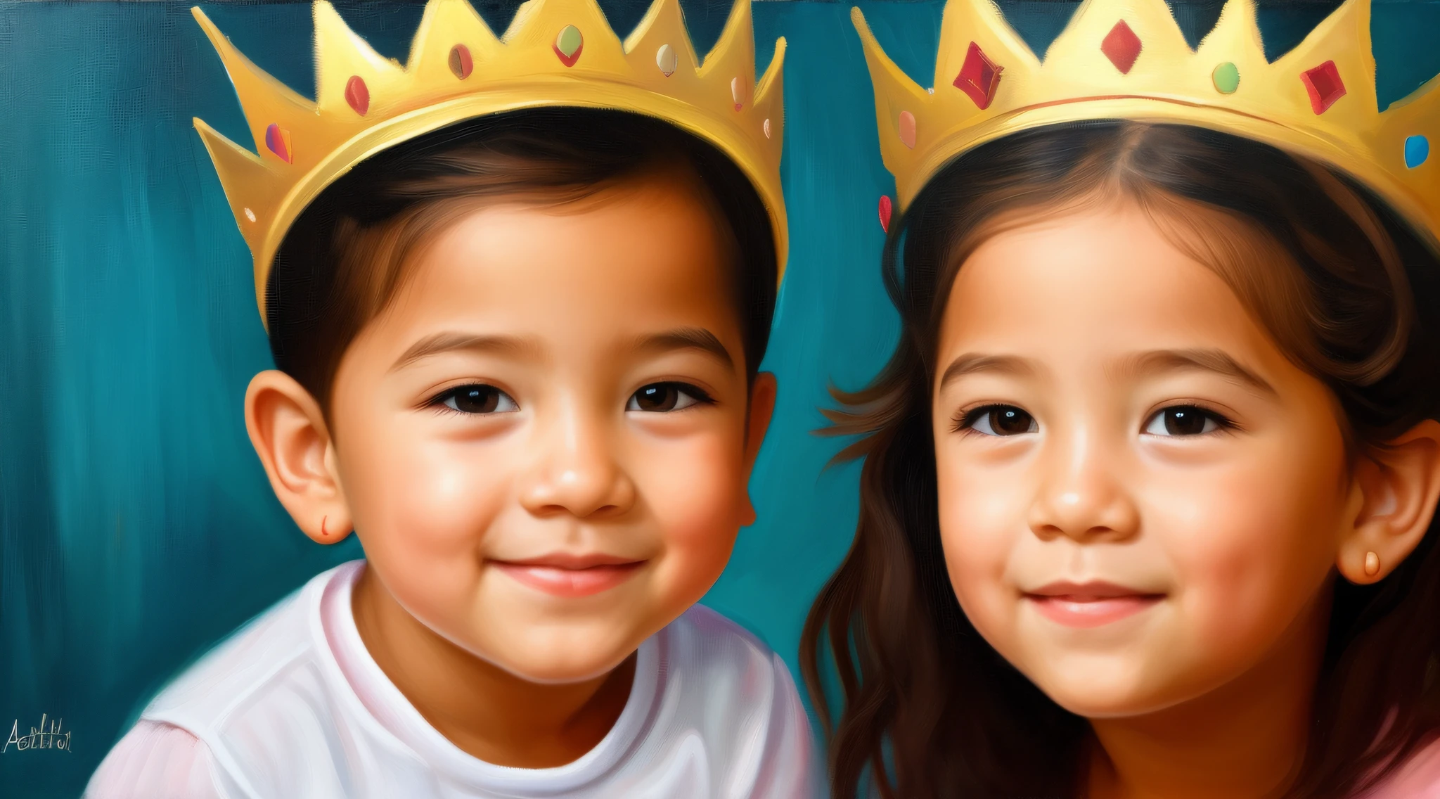 a closeup of a young CHILD with a golden hair crown, painting digital adorable, lindo pintura digital, Arte digital alucinante, lindo arte digital, arte digital muito realista, arte do retrato da fantasia, pintura realista da  bonito, arte digital muito bonita, pintura digital bonita, retrato da arte da fantasia, Arte  em Artstation, arte digital realista, bela arte digital, bela arte digital