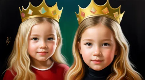a closeup of a young CHILD with a golden hair crown, painting digital adorable, lindo pintura digital, Arte digital alucinante, ...