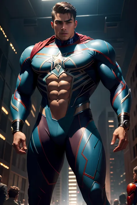Although very handsome mexican teen brown skin and hair, the whole body of a young-man is realistic, metalic colors, muscular 137 kg shirtless Super Hero Heineken Men's Action  Spider-man Amazing Movie Highly Detailed Artwork Detailed Faces Detailed Suit C...